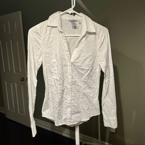 White striped button-up shirt
